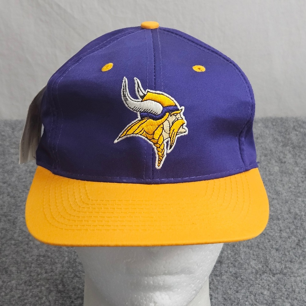 Vintage 90s‎ Minnesota Vikings NFL Hat Logo 7 Purple Gold Game Day Snapback